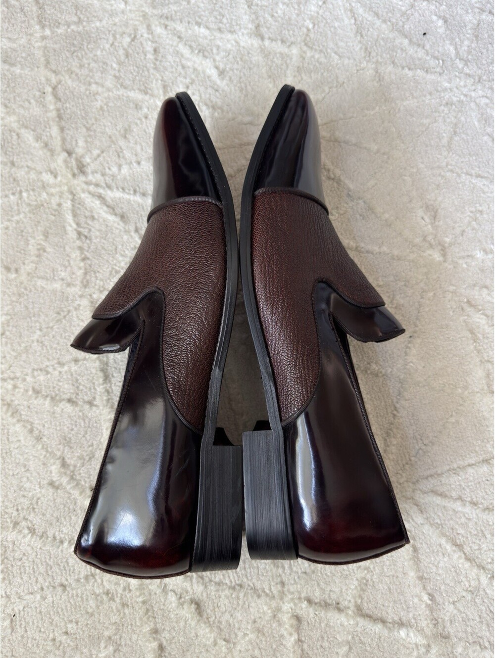 Carrucci KS2240-05 P Men’s Deerskin Leather Loafers Burgundy Slip On Dress 15